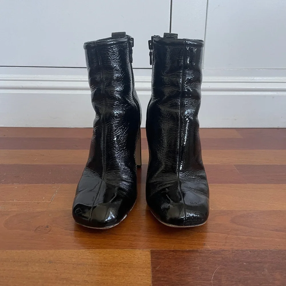 Rag & Bone Women's Ellis Patent Leather Ankle Boots  Square Toe Black Size 37 - Picture 5 of 16